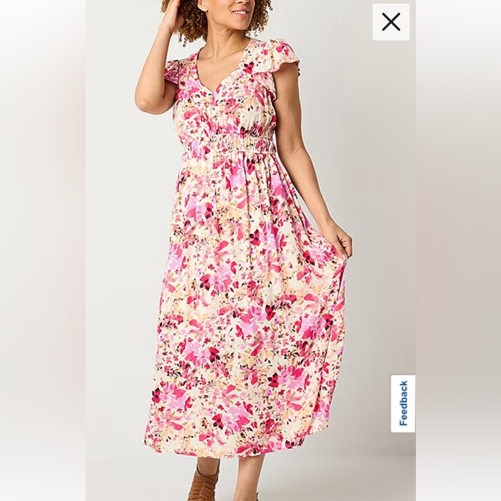 Frye and Co. Womens Short Sleeve Floral Maxi Dress
